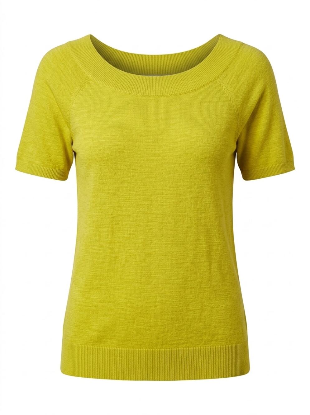 Loft Yellow Knit Short Sleeve Scoop Neck Top Women Petite Size SP